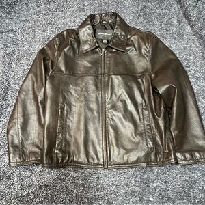 Vintage EDDIE BAUER zip-up LAMB LEATHER  Jacket  Men’s L Brown lambskin